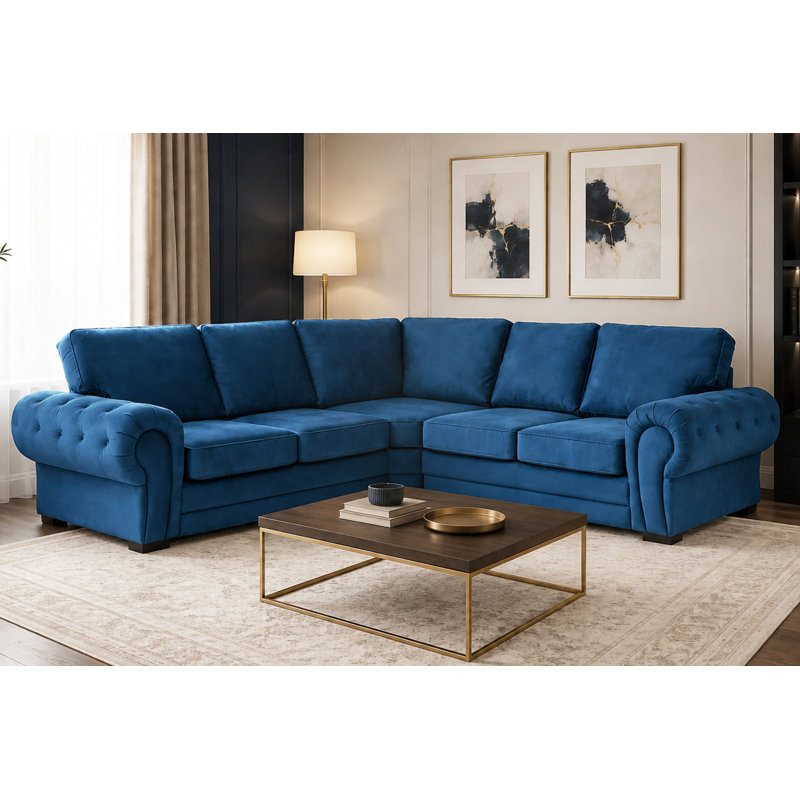 Verona Corner Velvet Sofa, Marine