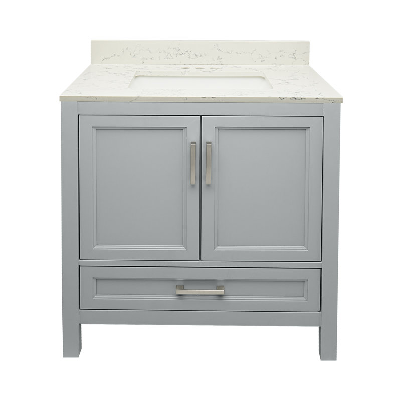 Haleyann 31 " W Freestanding Standard Free Standing 1 Single Vanity Bathroom Vanity With Engineered Quartz Top, Lyra White
