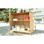 Mobilier de bar d'extérieur style avec auvent, plateau en bois, pieds réglables, rangement pratique pour une utilisation de style hawaïen, construction en gazon synthétique, durabilité des pieds et