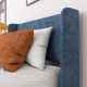 Solid Wood Upholstered Panel Bed with Rectangular Headboard