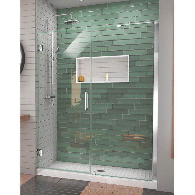 Unidoor-LS 54'' W x 72" H Hinged Frameless Shower Door with ClearMax Technology
