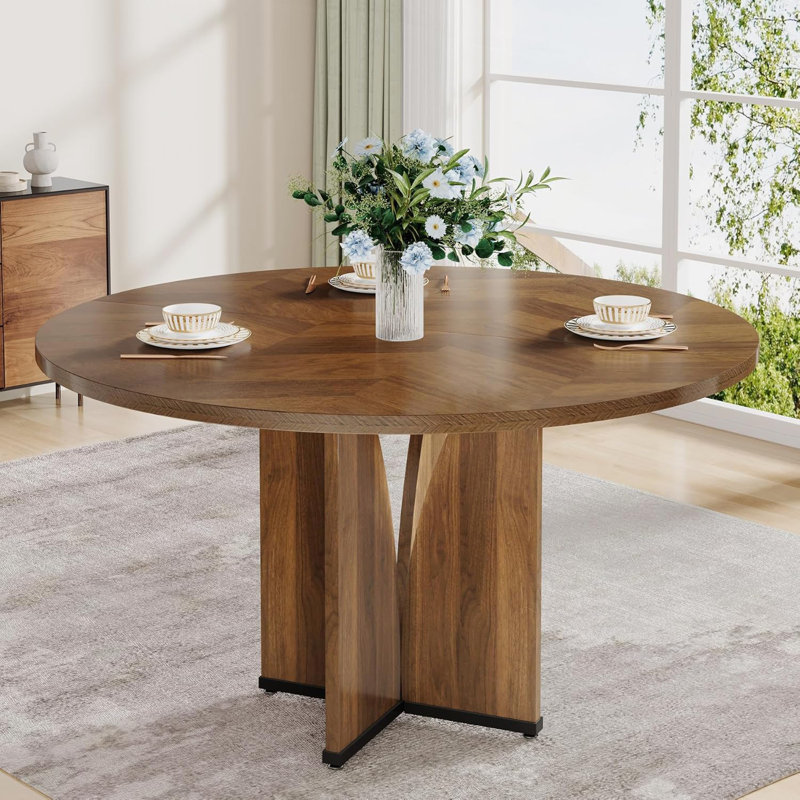 Table de salle à manger 39,4 pouces pour 4 personnes, table de cuisine rustique brun avec plateau et pieds en bois, idéal pour les espaces compacts