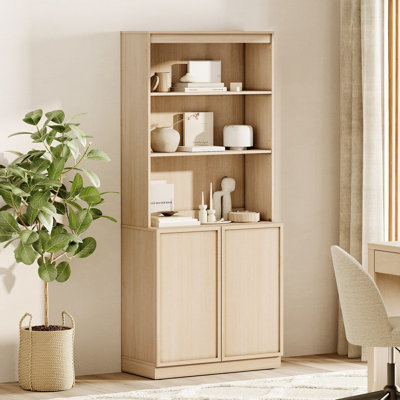Buffet de 31,5 po de largeur avec portes et tablettes réglables, armoire de rangement de 72 po de hauteur pour la cuisine de la salle à manger