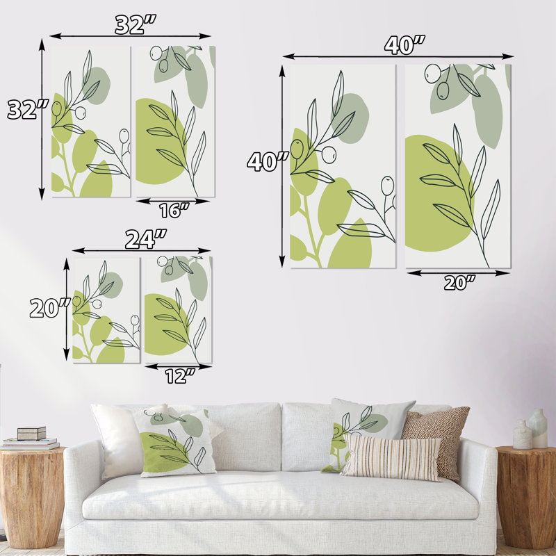 Minimalistic Creative Designs in Retro Colors III - ensemble de 2 peintures, Toile tendue, H 20 po x l 24 po x P 1 po