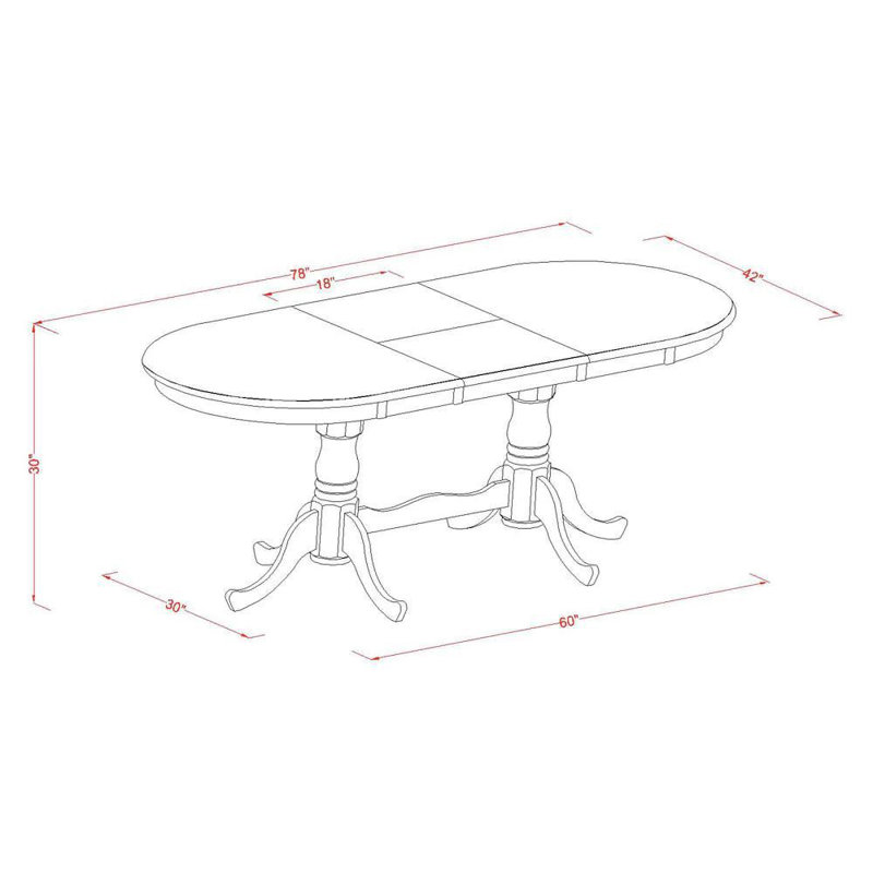 7 Piece Dining Room Table Set Consist of an Oval Wooden Table with Butterfly Leaf and 6 Kitchen Dining Chairs, Buttermilk & Cherry