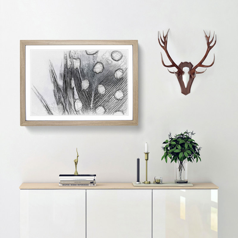 Spotted Feather in Abstract - Picture Frame Graphic Art Print, 62cm H x 87cm W x 2cm D, Oak Framed