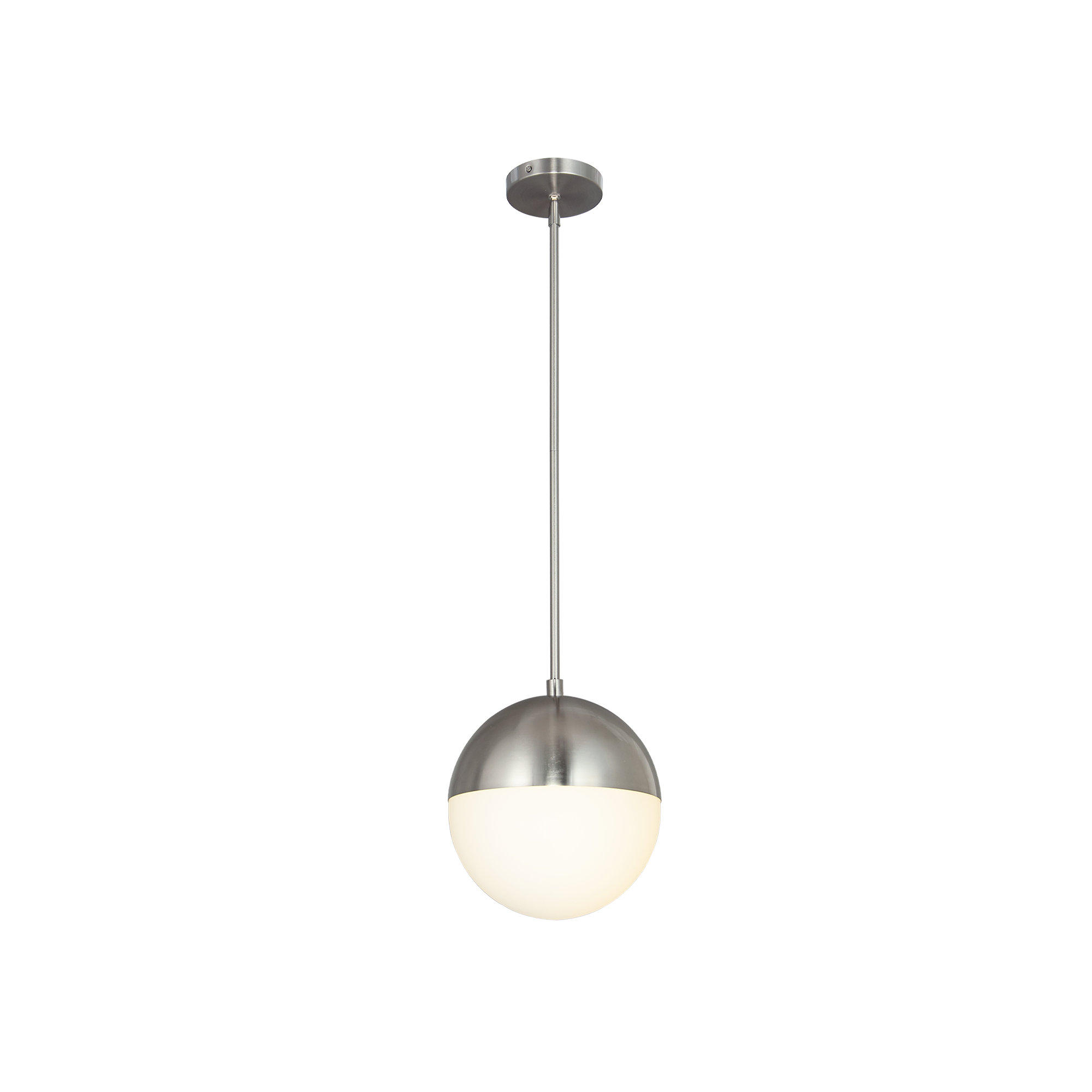 Yvette Single Light Glass Pendant, 10" H x 10" W x 10" D, Nickel