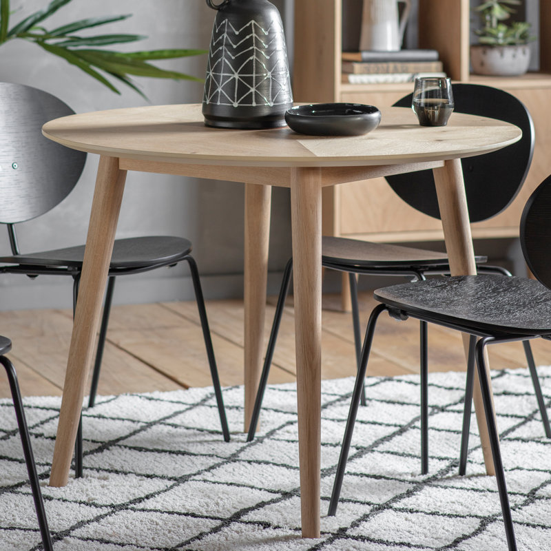 Evatt Oak Round Solid Wood Base Dining Table