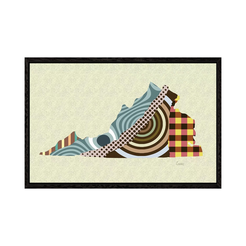 Virginia State - Print on Canvas, 45.72cm H x 66.04cm W x 3.81cm D, Black Floater Framed