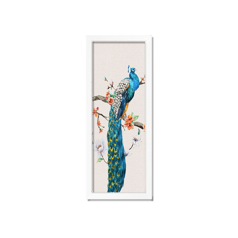 Paon floral, reproduction encadrée