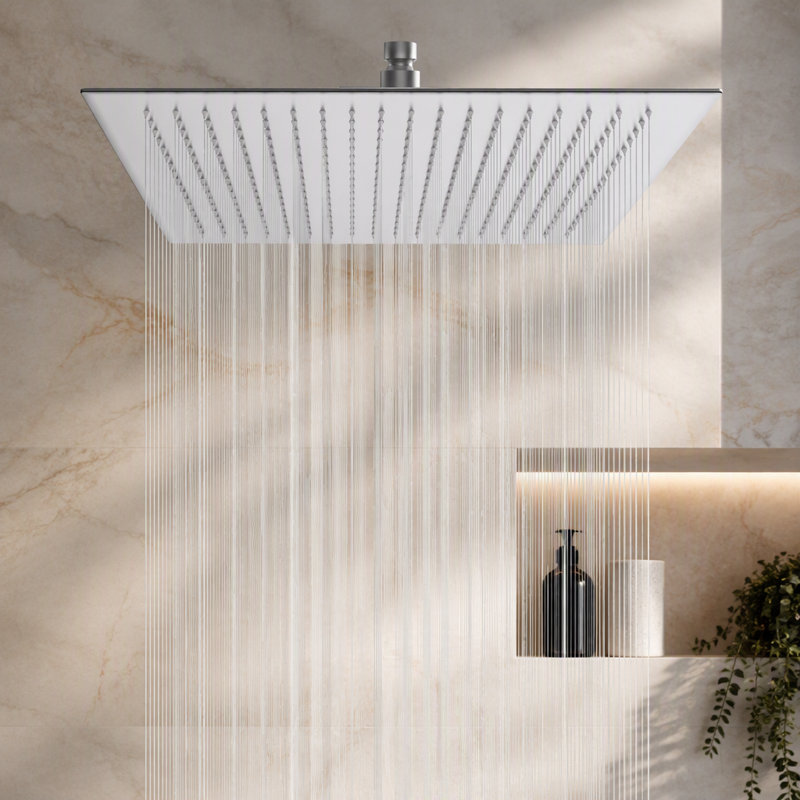 Pomme de douche 16 pouces, pomme de douche carrée ultra mince en acier inoxydable 304, Nickel brossé