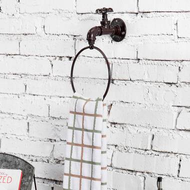 Burnt Wood and Black Metal Paper Towel Holder Wall Mount Towel Rack wi –  MyGift