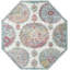 Tapis floral en polypropylène tissé à la machine ivoire / bleu / rouge-1346750569