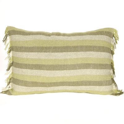 Cotton Linen Striped Accent Pillow With Tassels