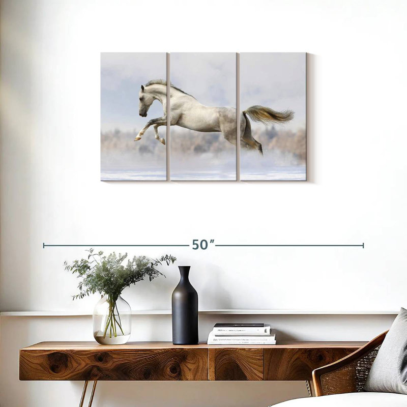Brampt Jumping White Stallion, 20" H x 33" W