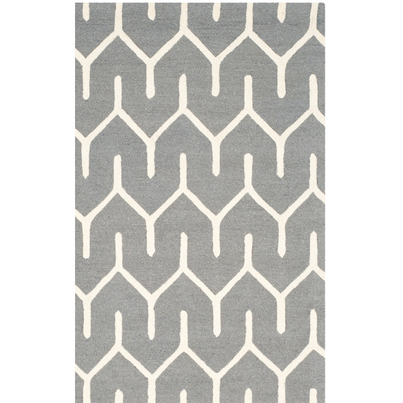Deedgra Hand Tufted Wool Geometric Rug, Rectangle 2' x 3'