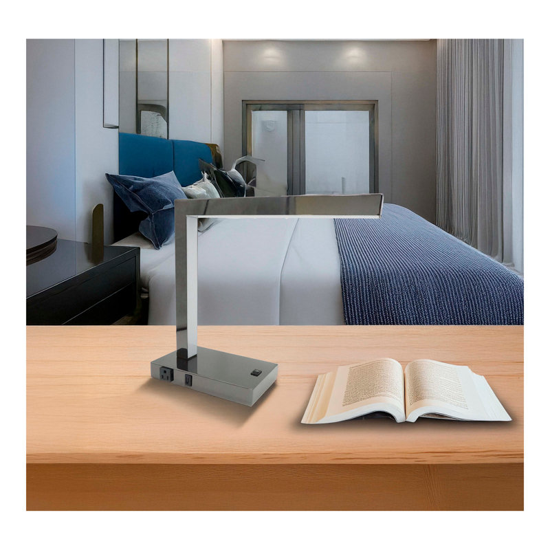 Lampe de bureau moderne à DEL avec prise USB et prise de courant
