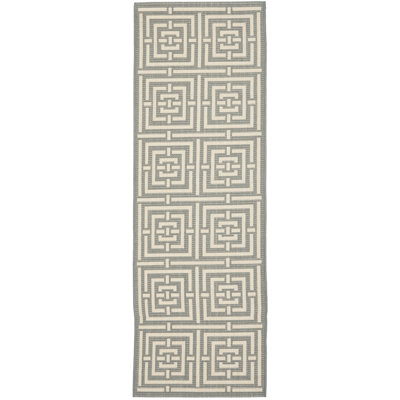Arneshia Geometric Grey/Cream Indoor/Outdoor Area Rug