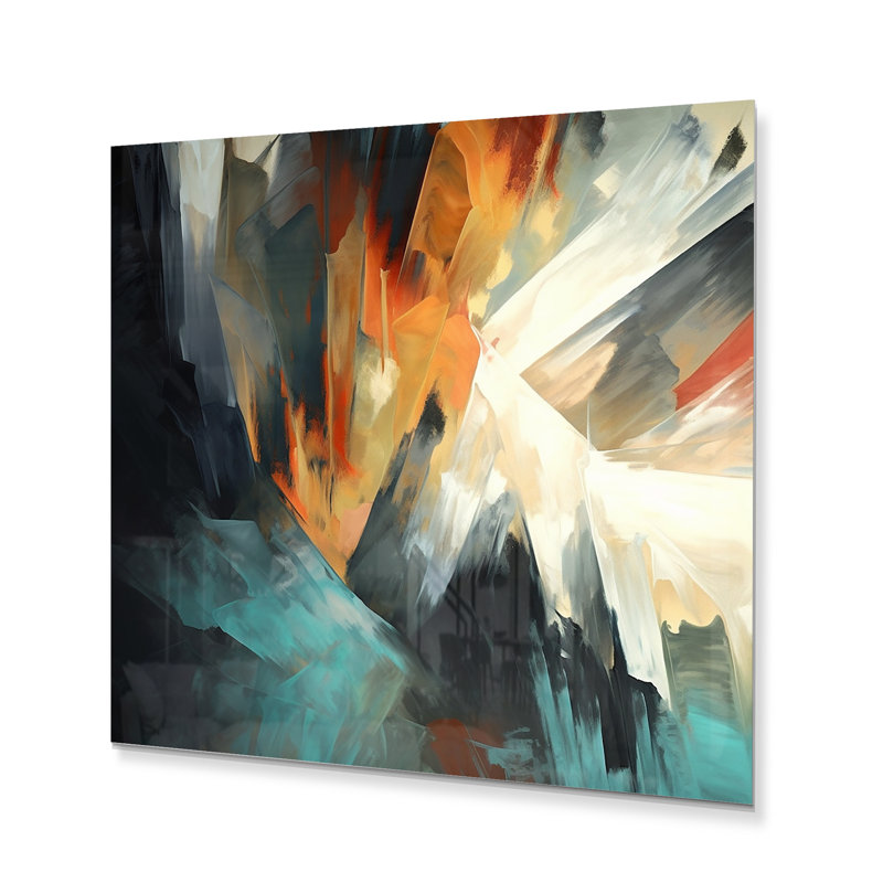 Orange and Blue Abstract Mixed Colors I - Minimalism Metal Wall Décor, 29" H x 29" W x 1" D