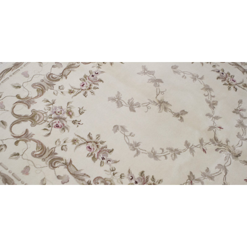 Hand-Knotted High-Quality Ivory Area Rug