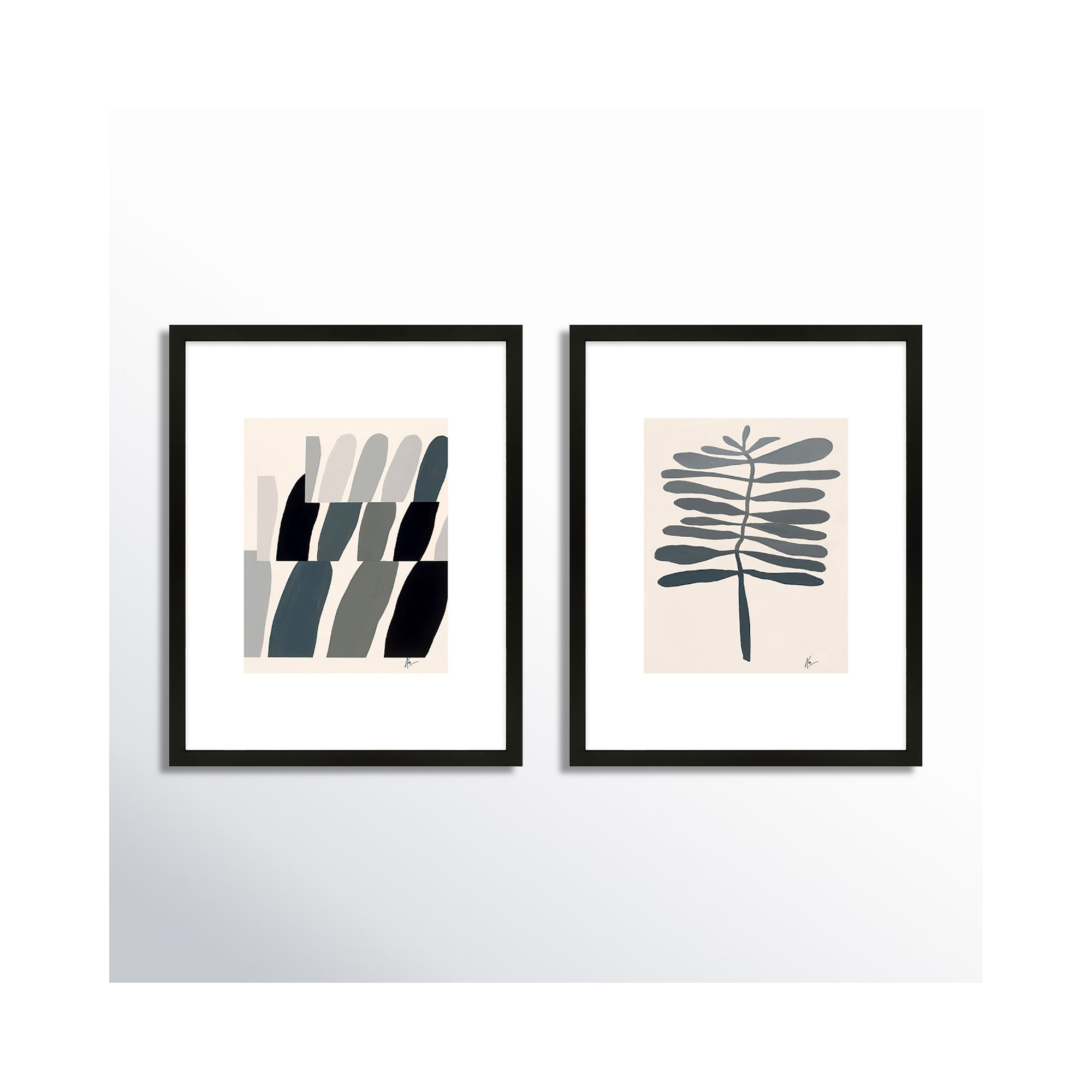 Flora 1&2 by Lee Lessem, 20" H x 32" W x 1.25" D, Black Framed