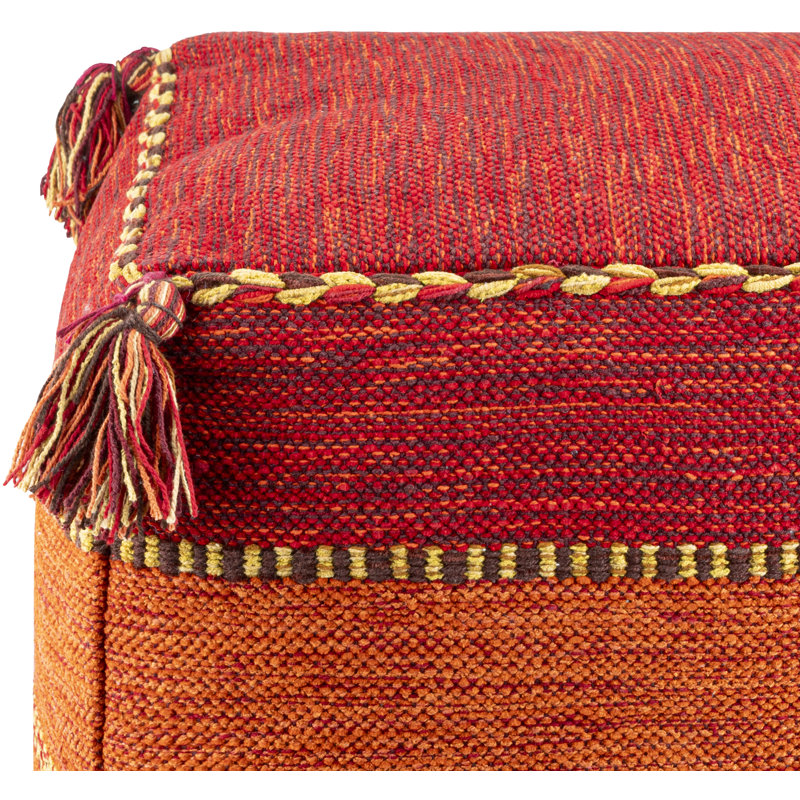 Spurgeon Upholstered Pouf, Dark Red