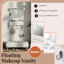 Meuble-lavabo flottant avec grand miroir et espace de rangement mural 3 tiroirs, 5 poches et crochets White Space