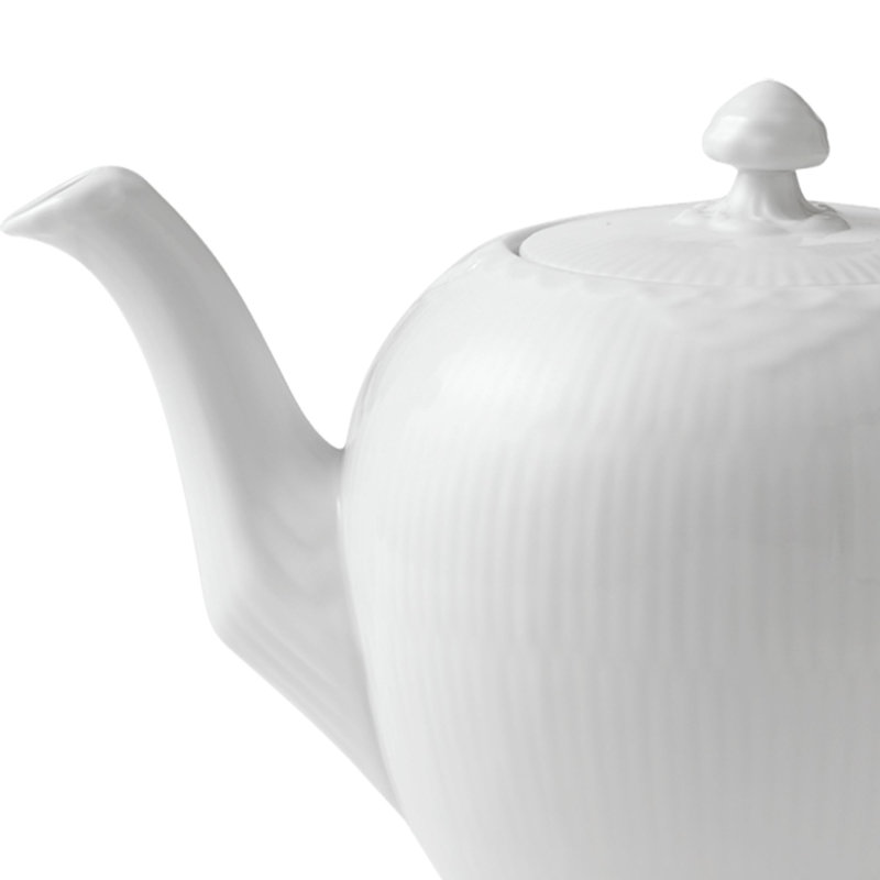 White Fluted Half Lace Teapot