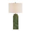 Lampe de table, abat-jour beige, motif de feuilles en relief, céramique vert brillant, 28 po