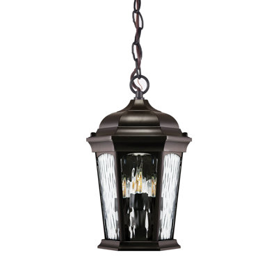 Lanterne suspendue bronze DEL avec flamme vacillante, modes doubles, verre d'eau, interrupteur mural