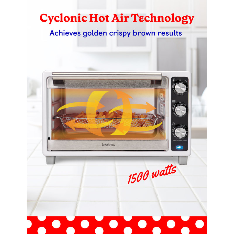 White Stainless Steel 6-Slice Air Fryer Convection Toaster Oven