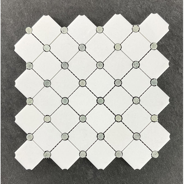 Diamond With Dot Marble Mosaic Tile