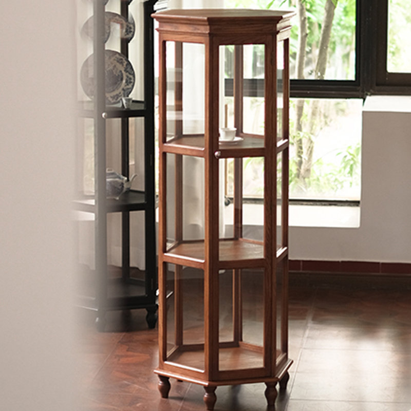Vitrines en bois massif brun, Brun