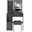 Petit meuble-lavabo de 29,2 po avec tabouret de bureau et tabouret rembourré à gauche 29,5 po, grande commande tactile, interrupteur tricolore, miroir à luminosité réglable, rangement à grande capacité, convient aux petits espaces-1909581308