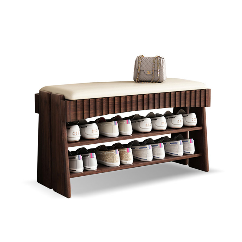Banc rembourré en cuir de microfibre de bois massif crème et blanc, Blanc crémeux