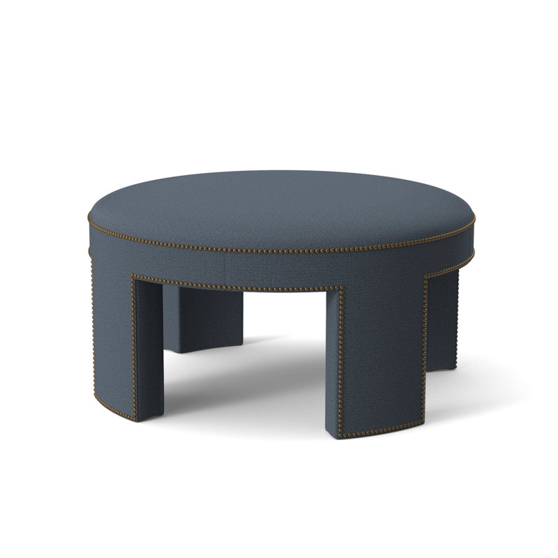 Durant Round Ottoman, 18.75"H x 33.5"W x 33.5"D, Navy Blue 71628L58