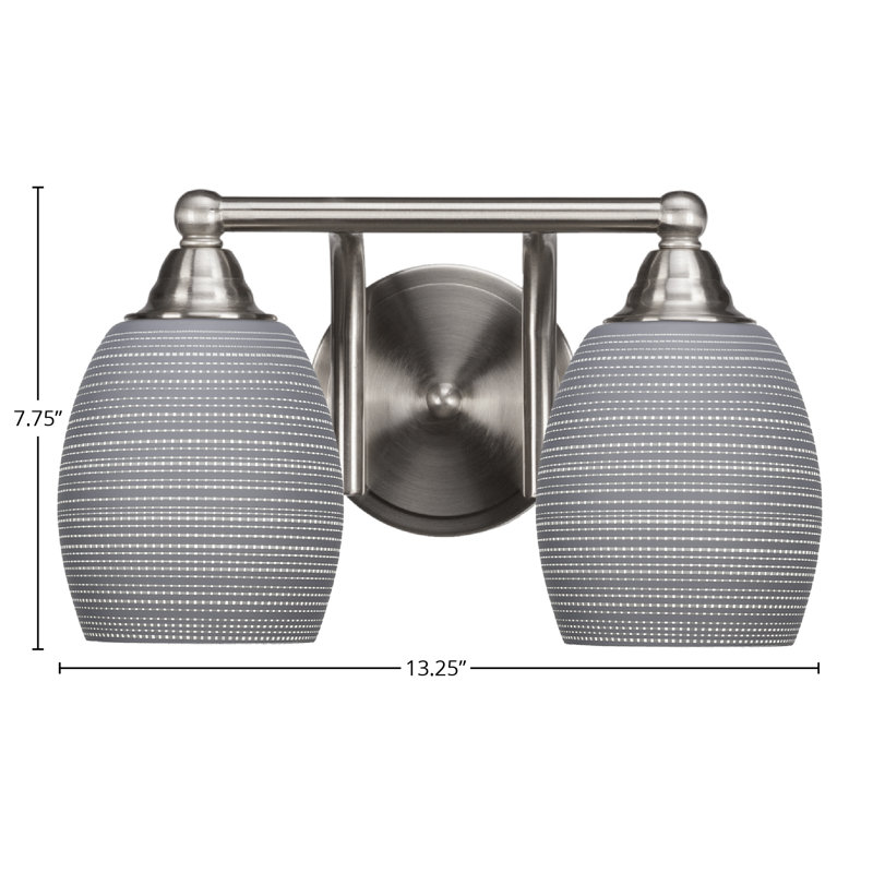 Barre d'éclairage de salle de bain 2 lumières Michell, Nickel brossé, Gris