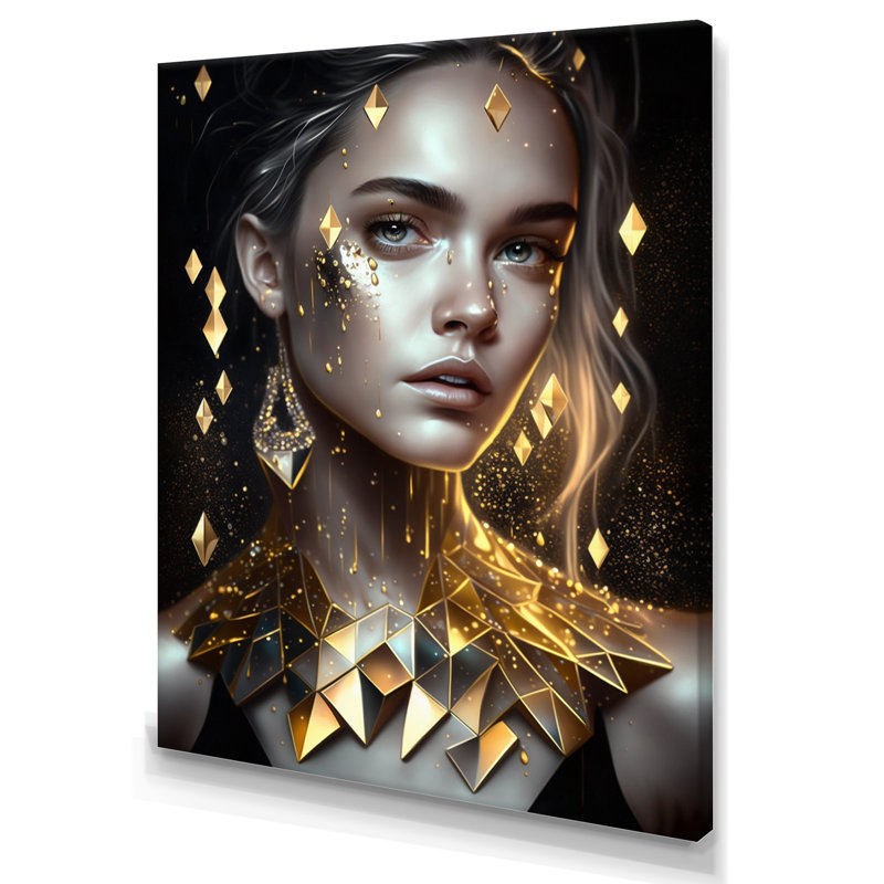 Femme rayonnante dorée IV - impression, H 20 po x l 12 po x P 1 po, Toile tendue