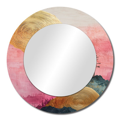 Lavender Bamboo In A Chinese Ink Landscape I - Tree Accent Wall Mirror - Printed On Metal