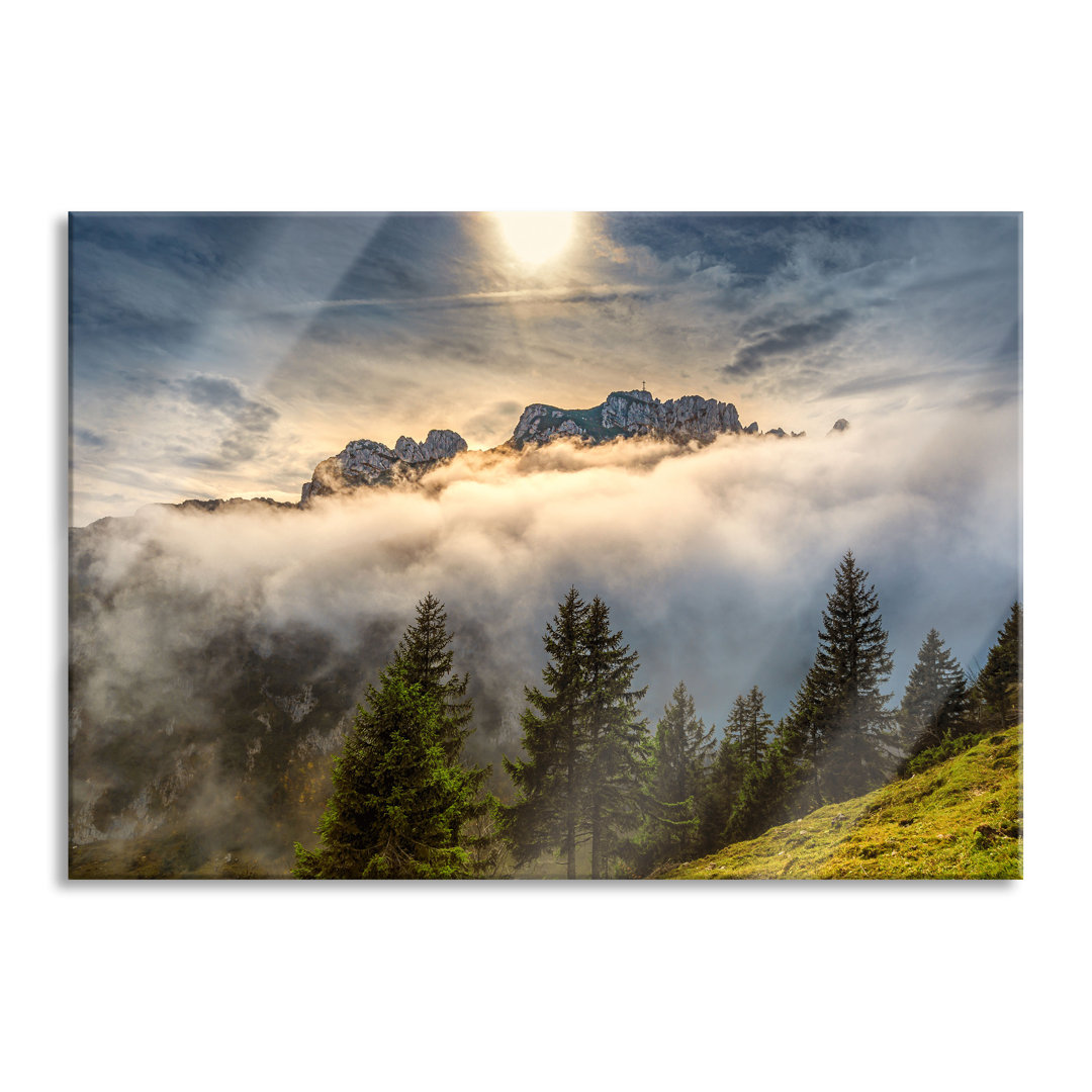 Glasbild Aufsteigende Wolken in den Dolomiten