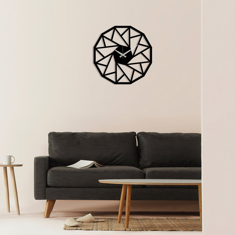 Hilkeus Metal Wall Clock, Black/Sliver