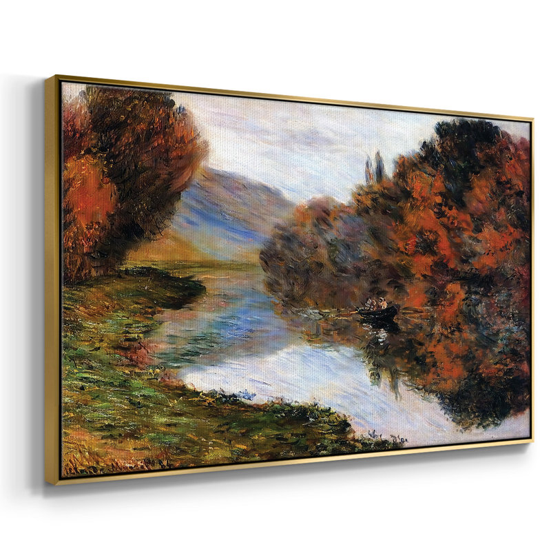 Chaloupe sur la seine à Jeufosse, 1884, H 41 po x l 27 po x P 2 po, Toile avec cadre doré