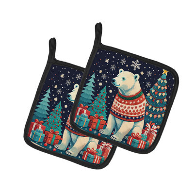 Paire de poignées de Noël ours polaire