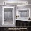 Miroir mural de salle de bain Dokes sans cadre à éclairage DEL, certifié ETL, rétroéclairé, 3 températures de couleur, intensité variable, antibuée, en verre trempé-1075565430