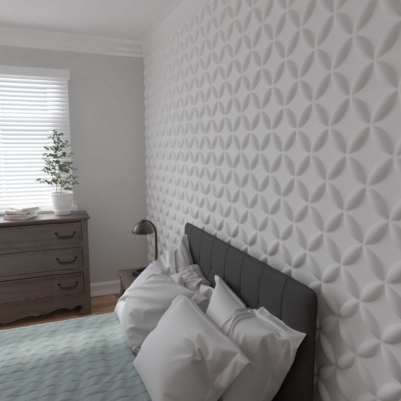 White 19.63" Textured 3D PVC Wall Panel