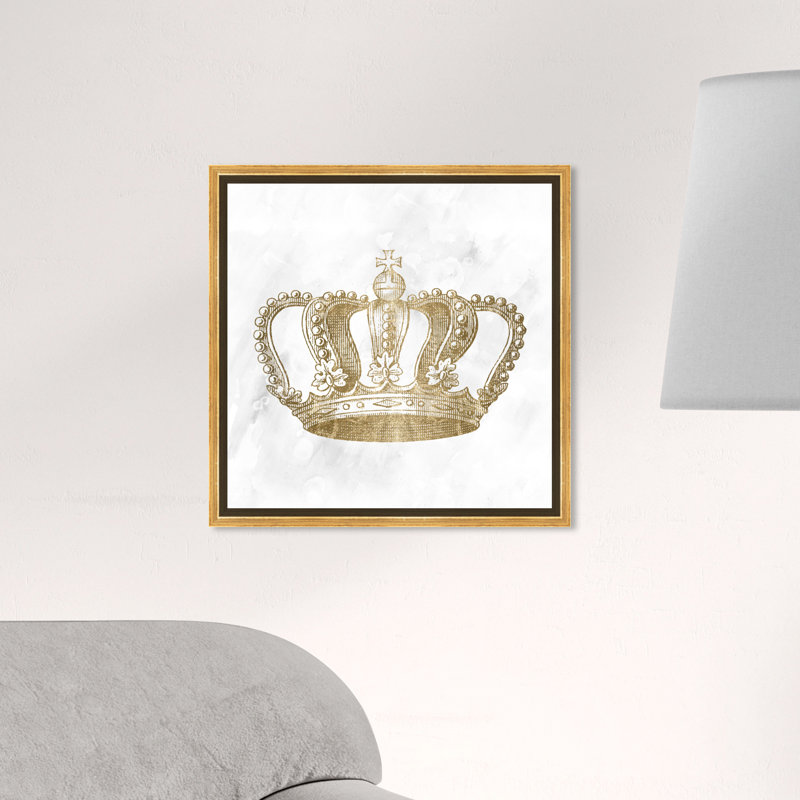 Couronne dorée - reproduction d'impression sur toile tendue, H 20 po x l 20 po, Cadre flottant doré