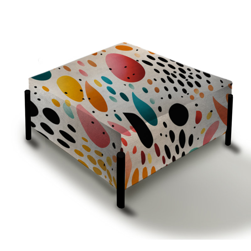 Rainbow Cheetah Rain - Polka Dots Large Square Ottoman