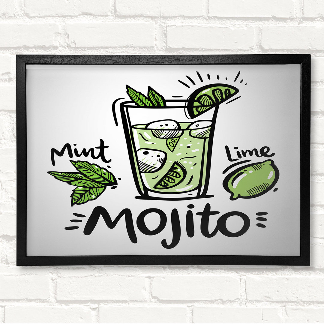 Drinks Mojito Summer - Geschlossene Ecke Rahmen Kunstdrucke auf Holz