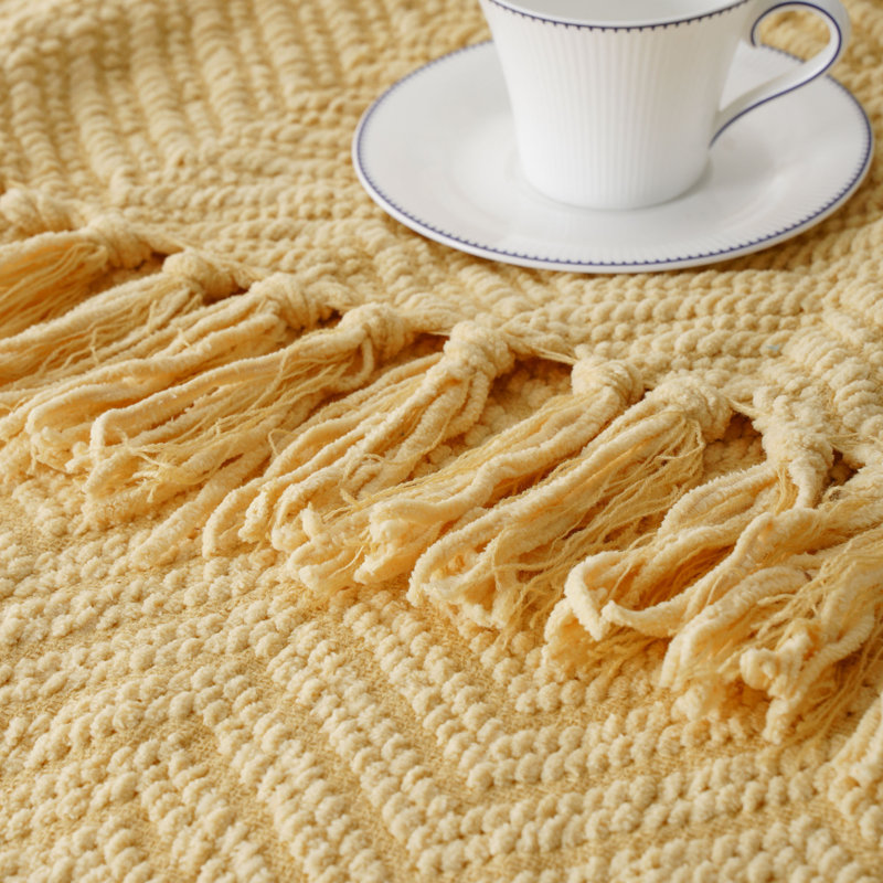 Jeté pour canapé, jeté chaud super doux pour lit simple, couverture en chenille tissée en tricot polyvalente pour le décor de la chambre à coucher
