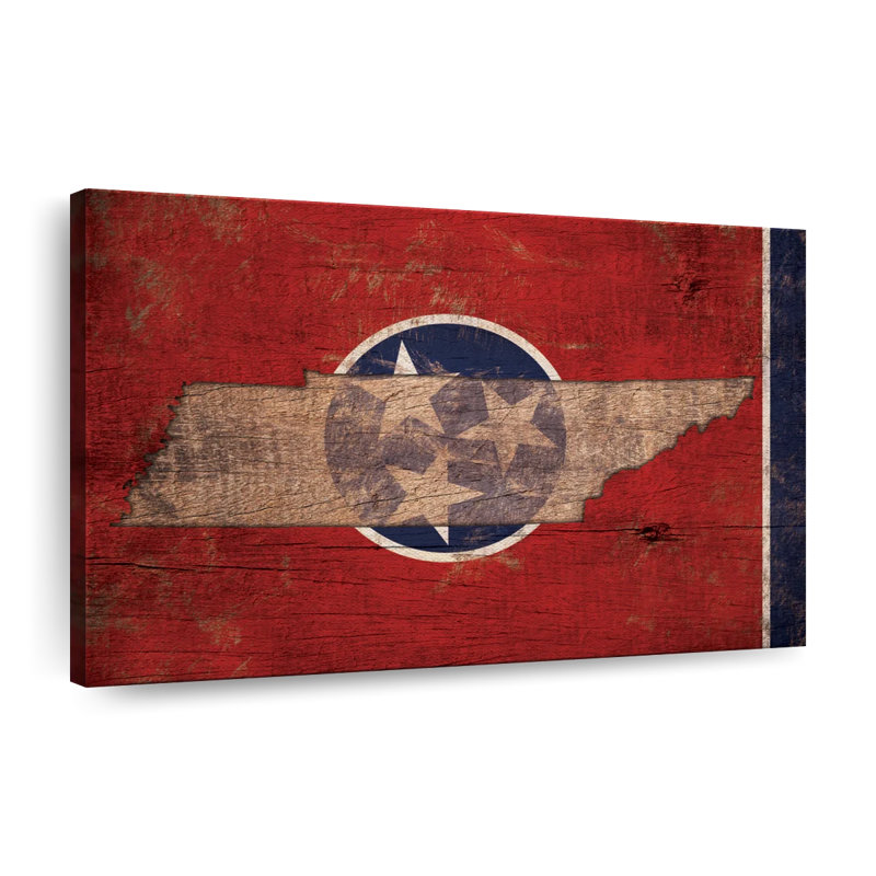 Carte de l'État sur le Tennessee, impression sur toile, H 30 po x l 45 po x P 1,25 po